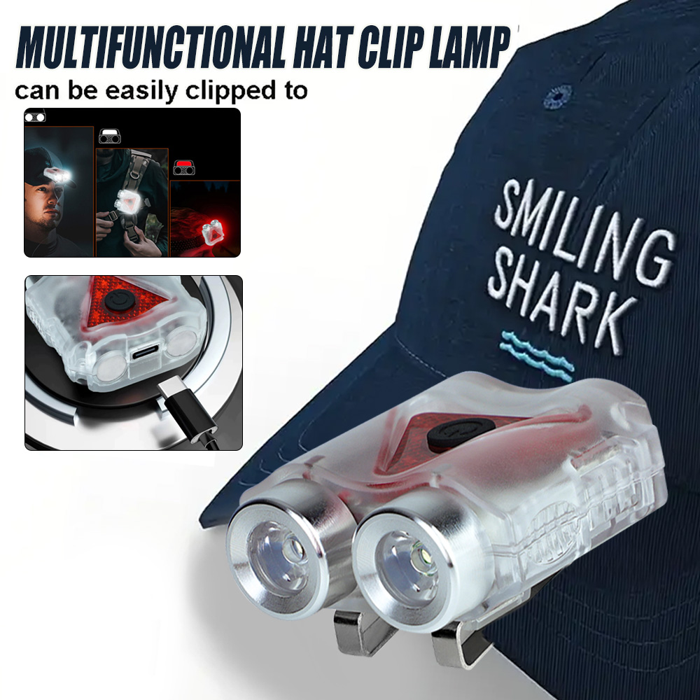 Running Headlamp - ไฟฉายคาดศีรษะแบบชาร์จไฟได้, ไฟฉายแม่เหล็กกันน้ำแบบพวงกุญแจพร้อมคลิปหนีบหมวกสำหรับวิ่งกลางคืน ตั้งแคมป์ งานฉุกเฉิน