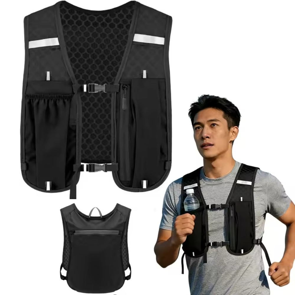 Hydration Vest - เสื้อกั๊กสำหรับใส่น้ำสำหรับวิ่งสำหรับผู้หญิงและผู้ชาย กันน้ำ ระบายอากาศได้ดี ใช้แทนกระเป๋าเป้สะพายหลังสำหรับวิ่ง เดินป่า ปั่นจักรยาน