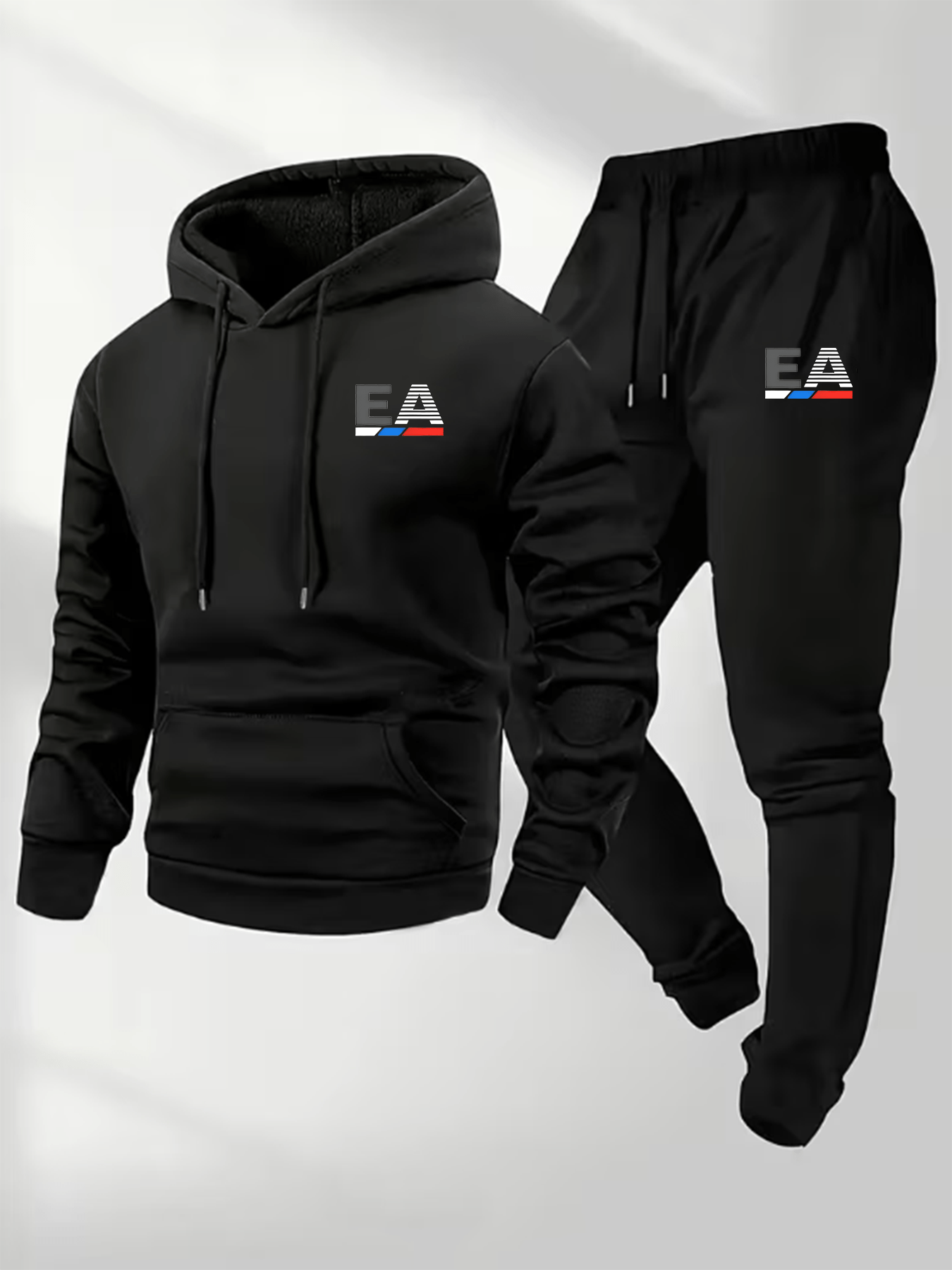Joggers Pants - ชุดกีฬาผู้ชายฤดูใบไม้ร่วง-ฤดูหนาว 2026 ลายพิมพ์ตัวอักษร EA 2 ชิ้น