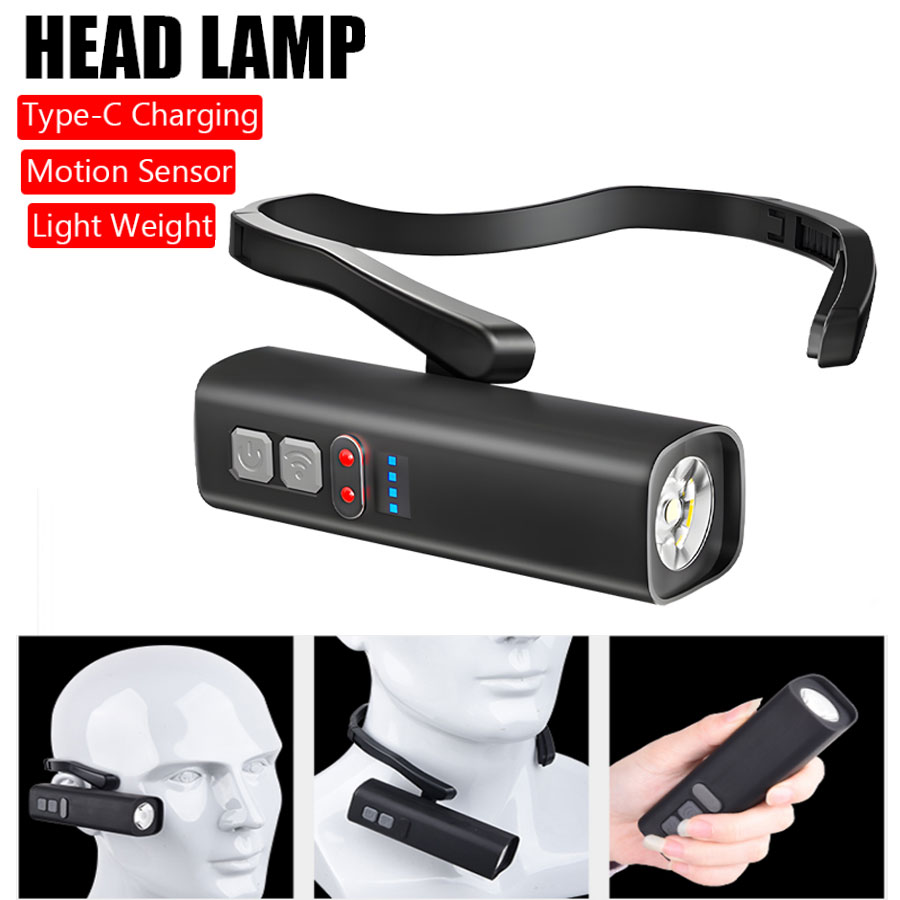 Running Headlamp - ไฟหน้าแบบหนีบหูซุปเปอร์ไบรท์ไฟหน้าแบบเซ็นเซอร์แบบชาร์จไฟได้ USB ไฟหน้าแบบ LED กันน้ำแบบพกพาสำหรับการวิ่งตกปลากลางแจ้ง