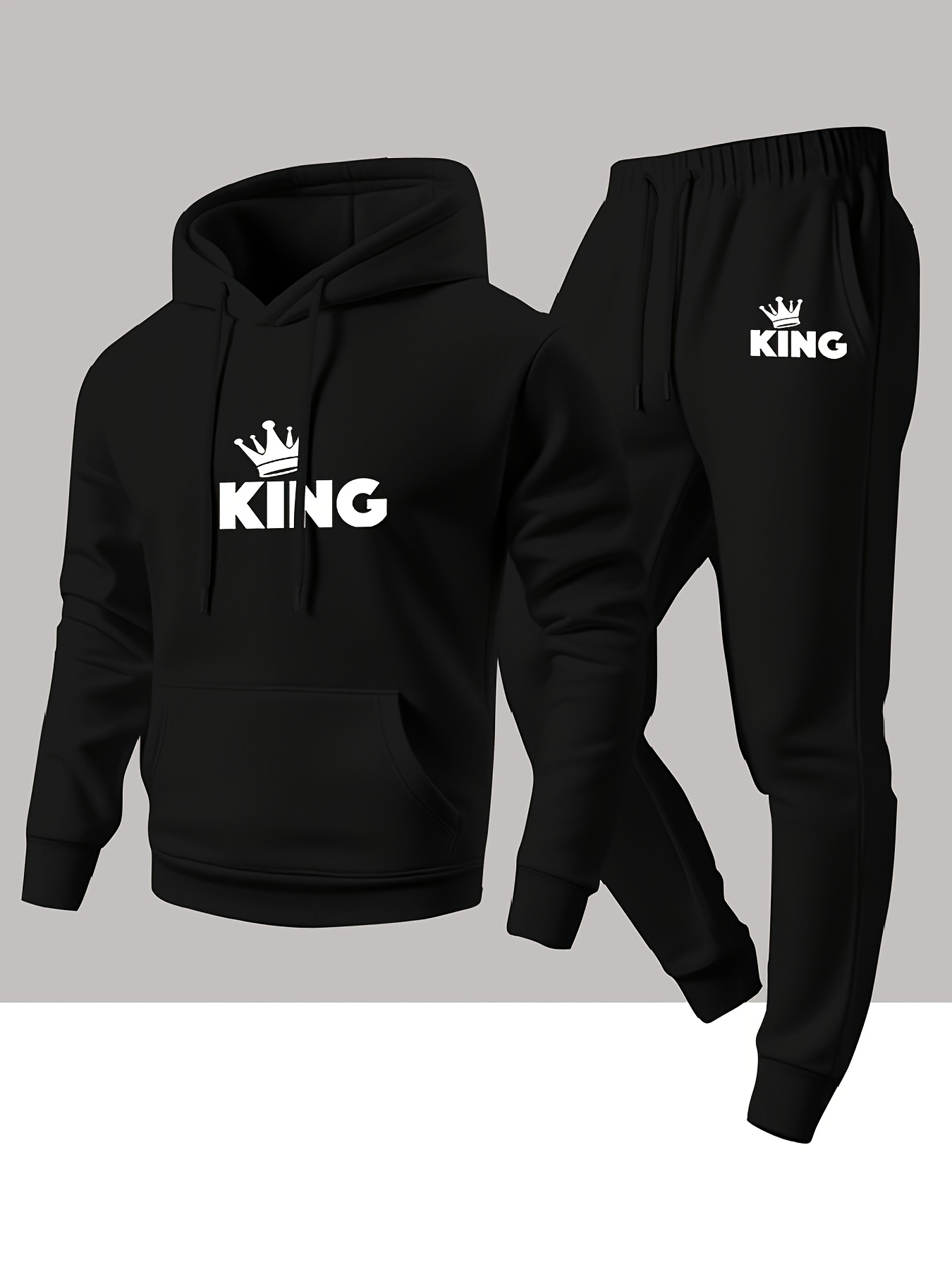Joggers Pants - ชุดฮู้ดดี้และกางเกงจ็อกเกอร์พิมพ์ลาย KING สำหรับผู้ชาย รุ่น 2026, ชุดวอร์ม