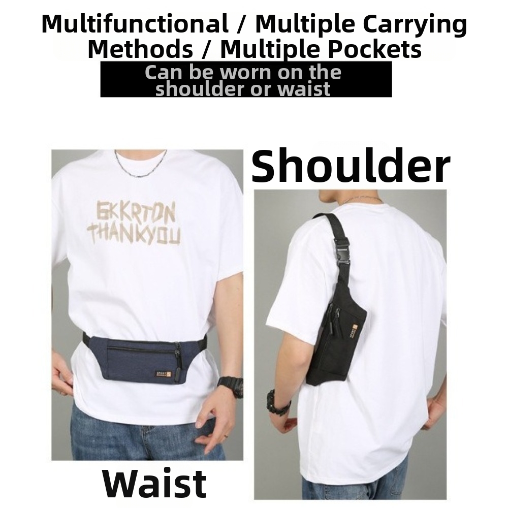 Running Belt - กระเป๋าคาดเอวผู้ชายผ้าอ็อกซ์ฟอร์ดใหม่ กันน้ำ น้ำหนักเบา กระเป๋าคาดเอวหลายช่อง สายปรับได้ เหมาะสำหรับวิ่ง