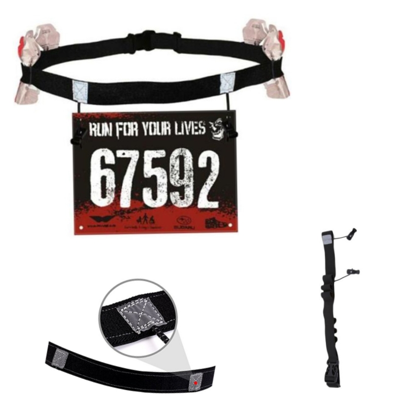 Race Bib - เข็มขัดใส่หมายเลขแข่งวิ่ง สำหรับไตรกีฬา มาราธอน ปั่นจักรยาน ขี่มอเตอร์ไซค์ พร้อมห่วงใส่เจล