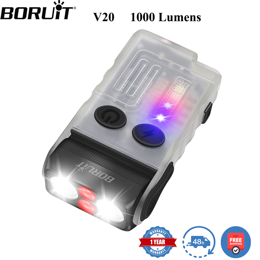 Running Headlamp - BORUiT V20 ไฟฉายพวงกุญแจ LED พร้อมเสียงเตือน ไฟฉายแบบหมุนได้