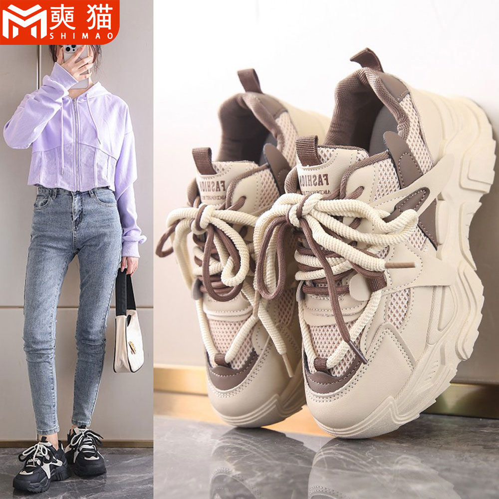 Running Shoes Women - รองเท้ากีฬาผู้หญิงแบบสวมใส่สบาย ระบายอากาศได้ดี รองเท้าวิ่งผู้หญิง ดีไซน์ใหม่สำหรับฤดูร้อนและฤดูใบไม้ผลิ พื้นหนาเสริมส้น