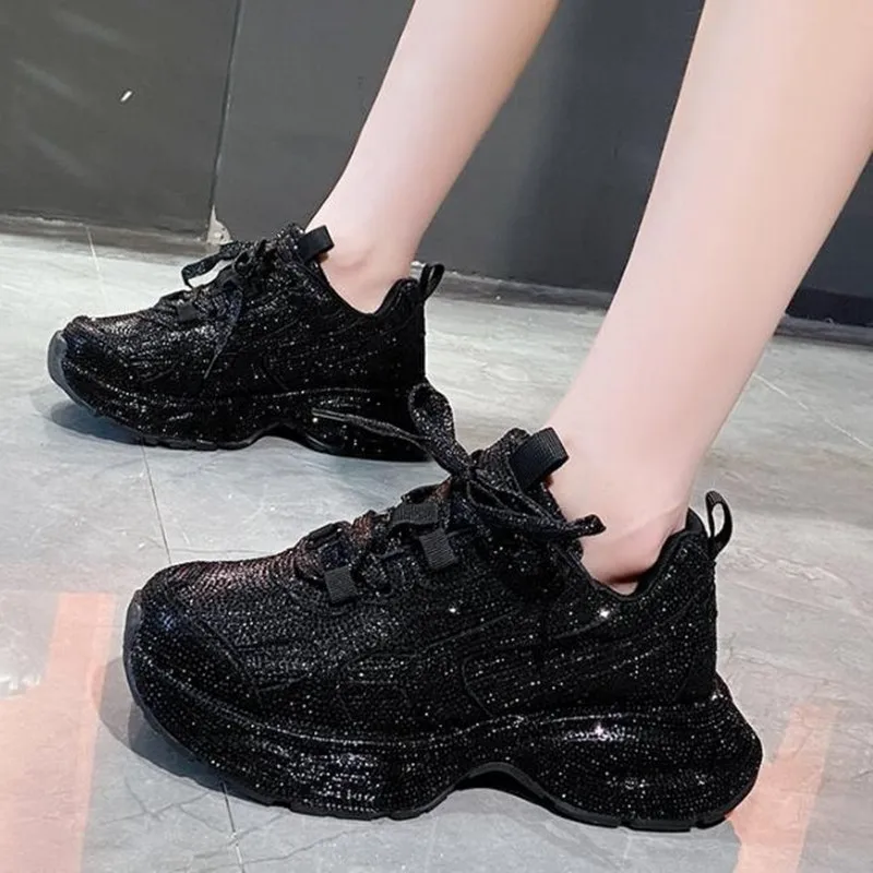 Running Shoes Women - Designer Women Bling รองเท้าวิ่ง Chunky รองเท้าผ้าใบแฟชั่น
