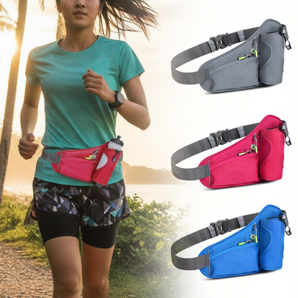 Running Belt - กระเป๋าคาดเอวพร้อมที่ใส่ขวดน้ำ กระเป๋าคาดลำตัวพร้อมสายต่อขยาย เข็มขัดวิ่ง กระเป๋าคาดเอวสำหรับใส่น้ำสำหรับเดินวิ่ง