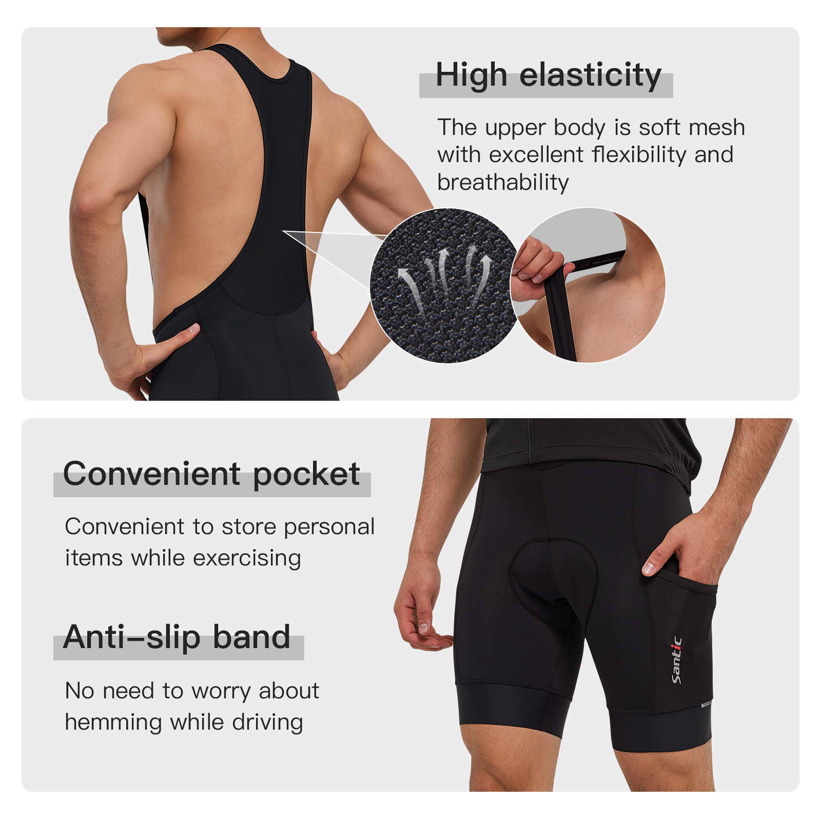Santic ผู้ชายกางเกงขาสั้นขี่จั - Race Bib บทวิจารณ์และราคา