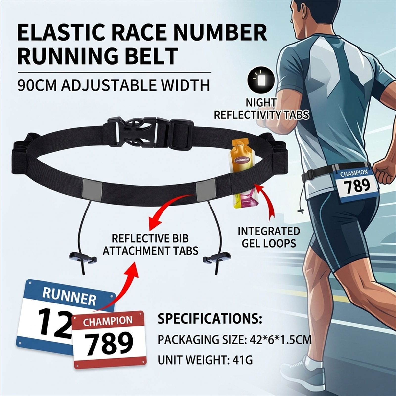 เข็มขัดสะท้อนแสงสำหรับวิ่งไตรก - Race Bib บทวิจารณ์และราคา