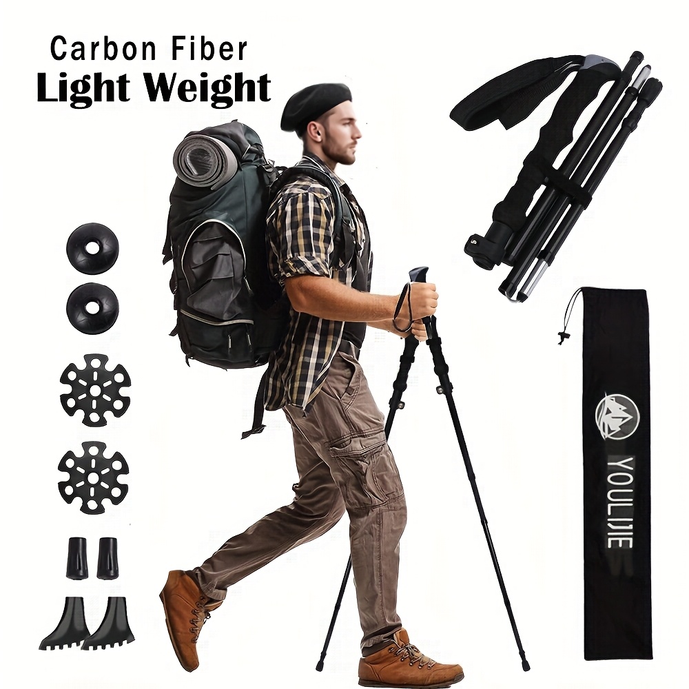 ไม้เท้าพับได้ 2 ชิ้น น้ำหนักเบ - Trekking Pole Carbon บทวิจารณ์และราคา