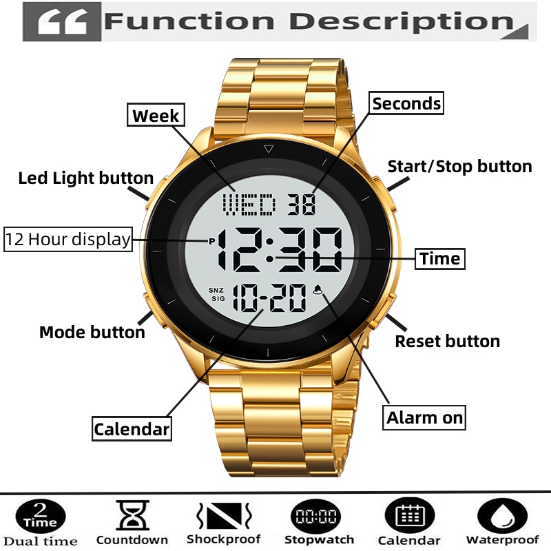 SKMEI นาฬิกาข้อมือดิจิตัล LED, - Running Watch บทวิจารณ์และราคา